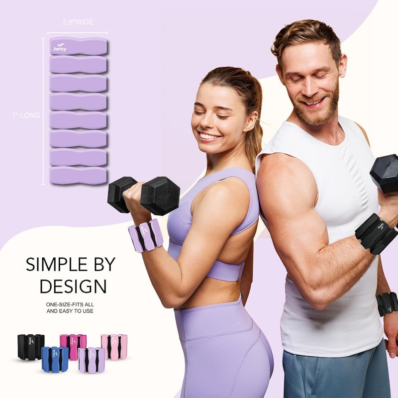 JORICY Wrist Ankle Weights for Women Men, Leg Arm Wrist Weights Bangles 1lb*2 1.5lb*2 2lb*2Wearable Weights Pilates Weighted Bracelet for Strength Training Walking Swimming Exercises Yoga Physical Therapy - Image 3